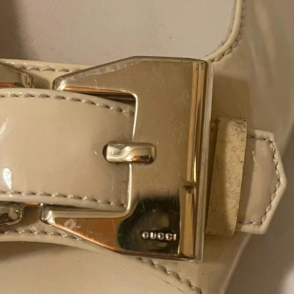 Gucci light lemon color patant leather open toe shoes in good conditions - Picture 4 of 16